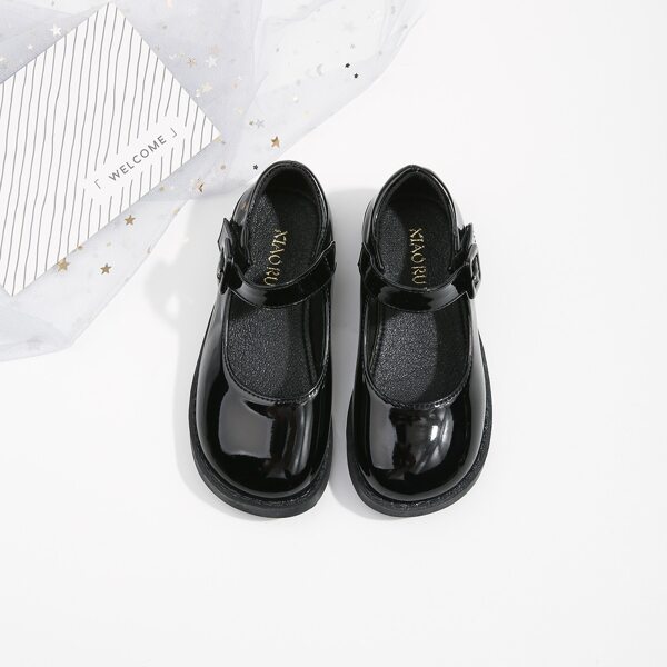 

Girls Buckle Decor Mary Jane Flats, Black