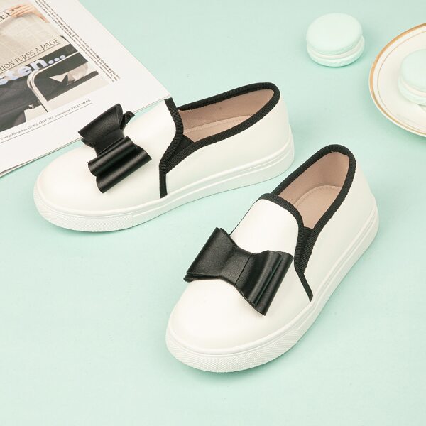 

Girls Bow Decor Sneakers, White