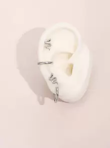 2pairs Serpentine Design Earrings - Silver - View 3