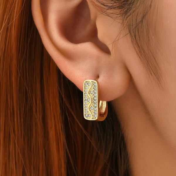 

18K Gold Plated Zircon Decor Drop Earrings