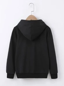 Tween Girl Letter & Car Print Sweatshirt - Black - View 2