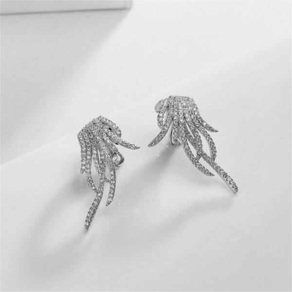 

Zircon Decor Earrings, Silver