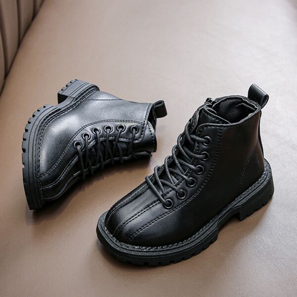 

Girls Lace-up Ankle Combat Boots, Black