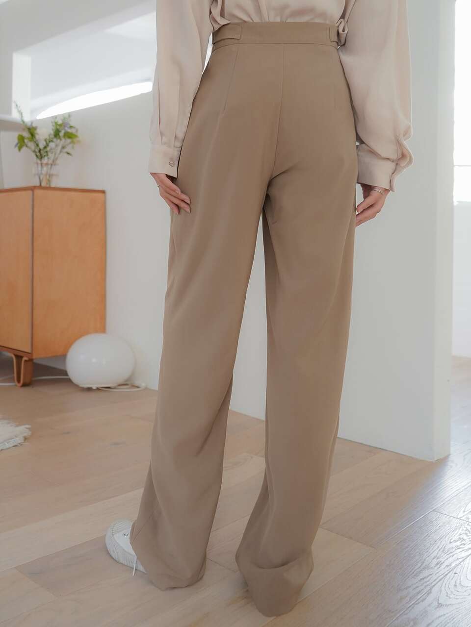 Plicated Wide Leg Pants