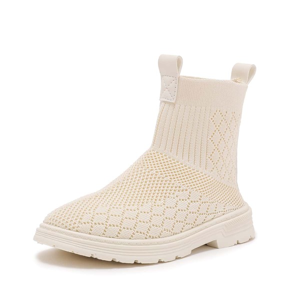 

Girls Knit Detail Sock Boots, Beige