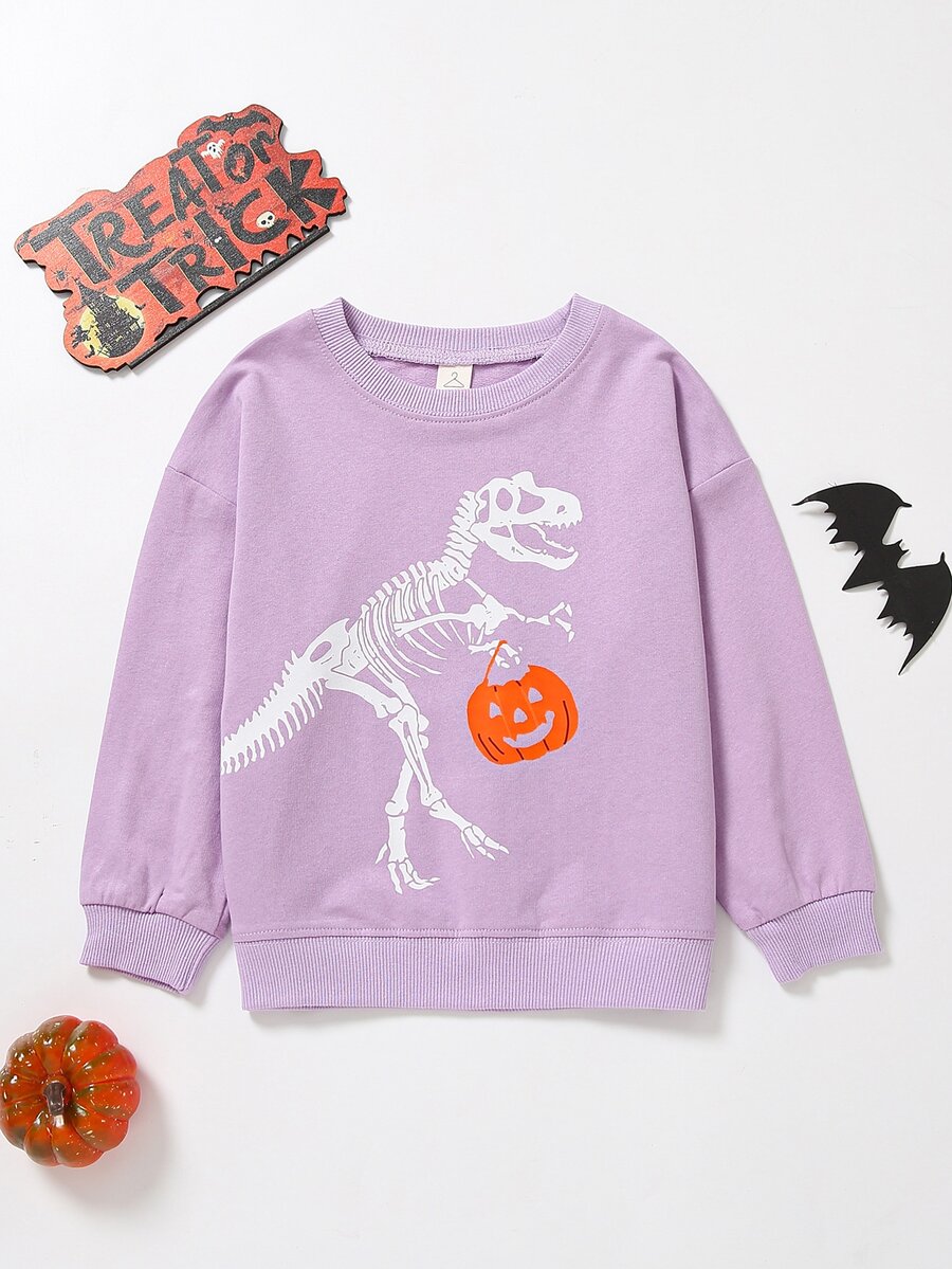 小男童萬聖節和恐龍印花運動衫