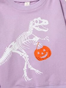 小男童萬聖節和恐龍印花運動衫