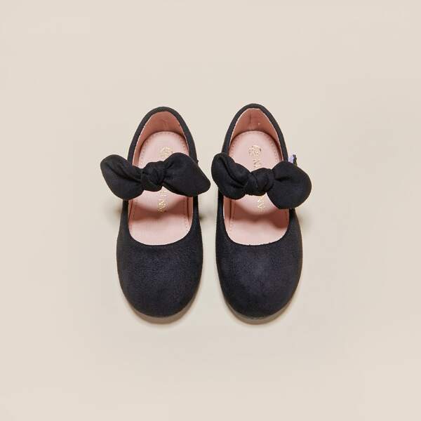 

Girls Bow Decor Mary Jane Flats, Black
