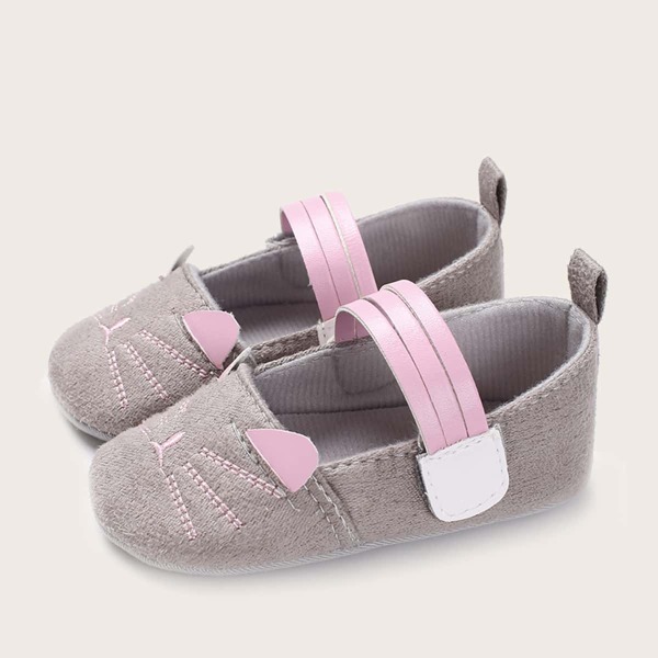 

Baby Cartoon Graphic Flats, Grey
