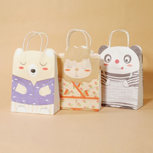 

3pcs Cartoon Graphic Gift Bag, Multicolor