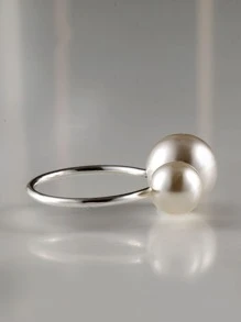 1-24pcs Premium Hotel & Restaurant Dining Table Decor Pearl Napkin Rings, Suitable For Wedding, Holiday Table Setting - Silver - View 3