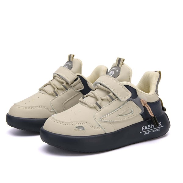 

Boys Letter Patch Velcro Strap Sneakers, Beige