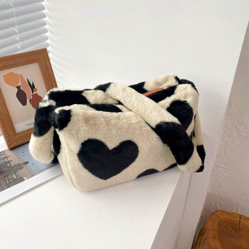

Heart Print Shoulder Bag, Beige