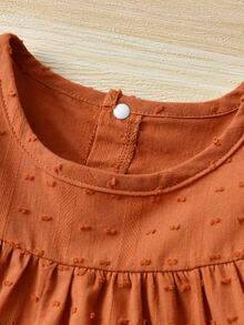 Bebé niña Vestido babydoll ribete con fruncido con diadema - Marrón - Ver 3