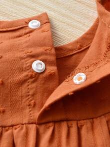 Bebé niña Vestido babydoll ribete con fruncido con diadema - Marrón - Ver 5