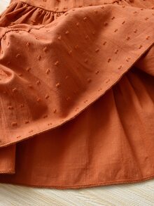 Bebé niña Vestido babydoll ribete con fruncido con diadema - Marrón - Ver 7