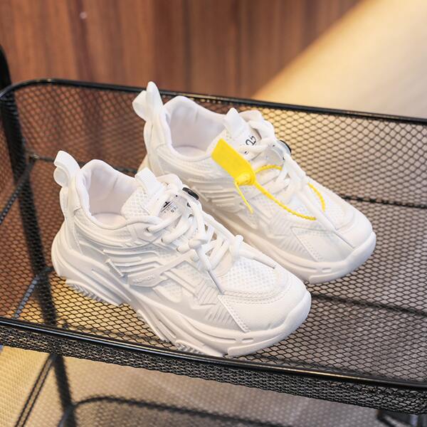 

Girls Breathable Lace-up Front Sneakers, White