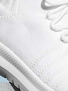 Cuccoo Contrast Trim Lace Up Decor Knit Sneakers - White - View 7