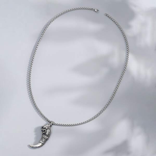 

Men Structured Pendant Necklace, Silver