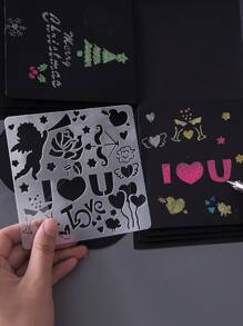 5入組聖誕混合圖案鏤空模板 - 白色 - 查看 3