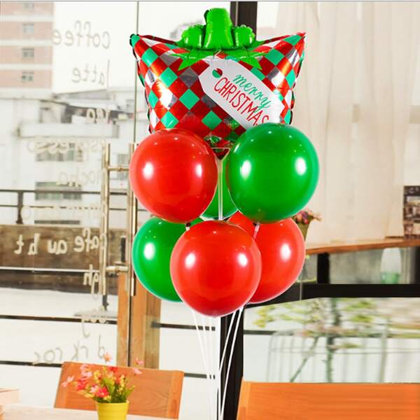 

7pcs Christmas Box Shaped Decorative Balloon, Multicolor