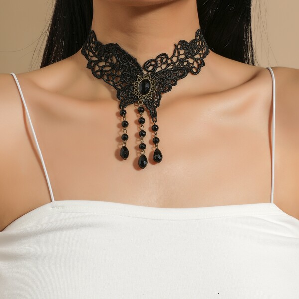 

Bead Decor Choker, Black