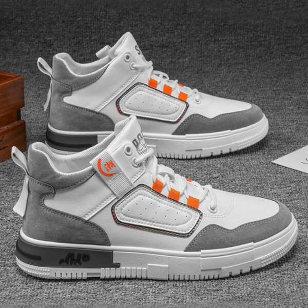 

Men Colorblock Lace-up Front Sneakers, White