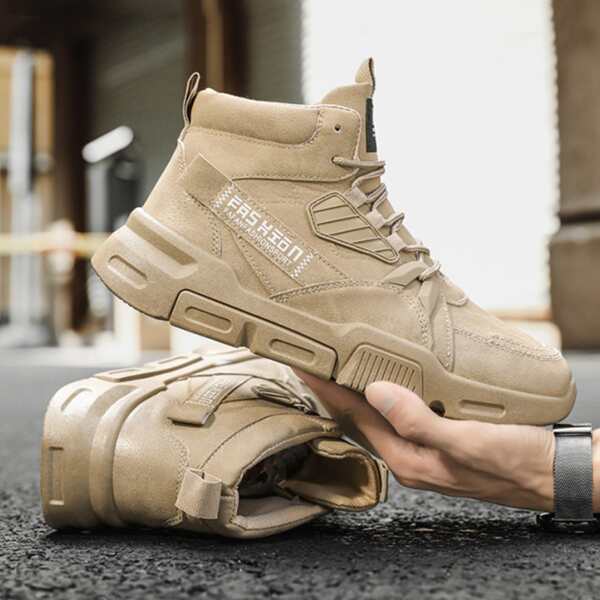 

Men Minimalist Lace-up Front Sneakers, Khaki