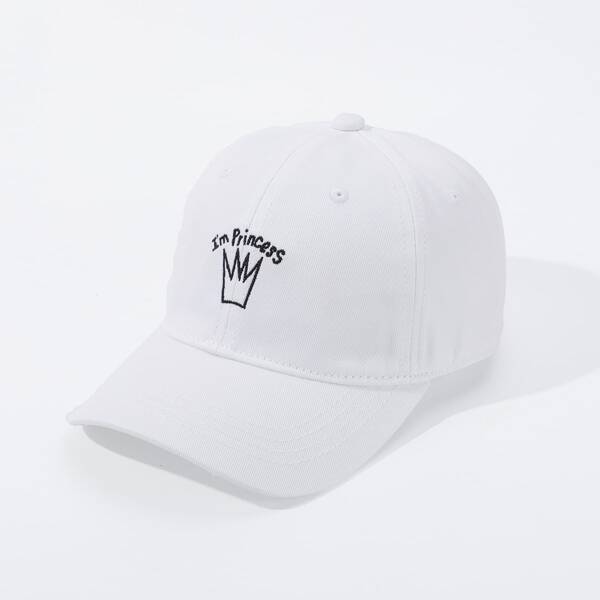 

Kids Crown Embroidered Baseball Cap, White