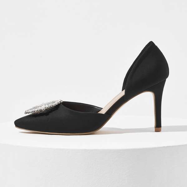 

Gemstone Decor Stiletto Court Pumps, Black
