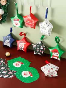 5 chiếc In Hình Giáng Sinh Hộp Đóng Gói Ngẫu Nhiên Tiệc Cưới Túi Quà Tặng - Nhiều màu - Xem 1