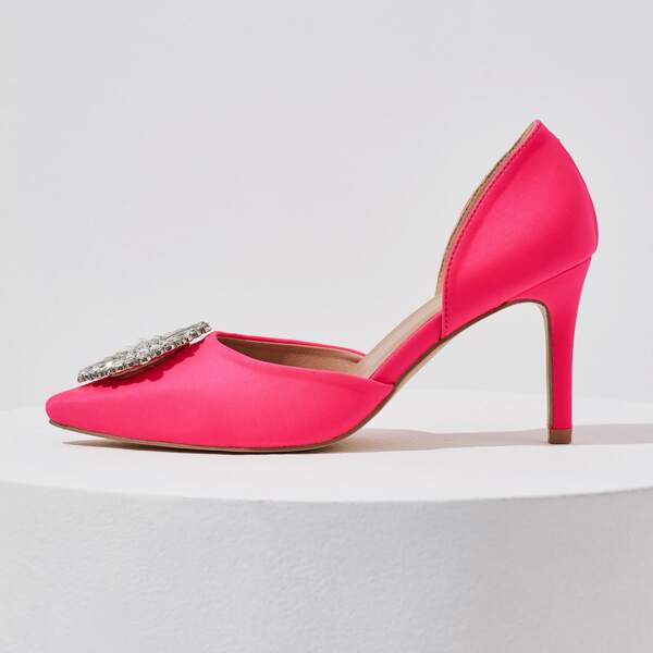 

Gemstone Decor Stiletto Court Pumps, Hot pink