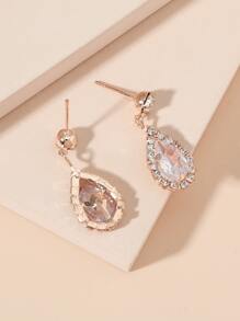 Cubic Zirconia Decor Water Drop Earrings - Rose Gold - View 3