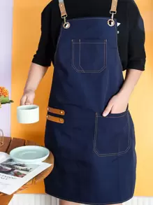 1pc Waterproof Apron - Navy Blue - View 1