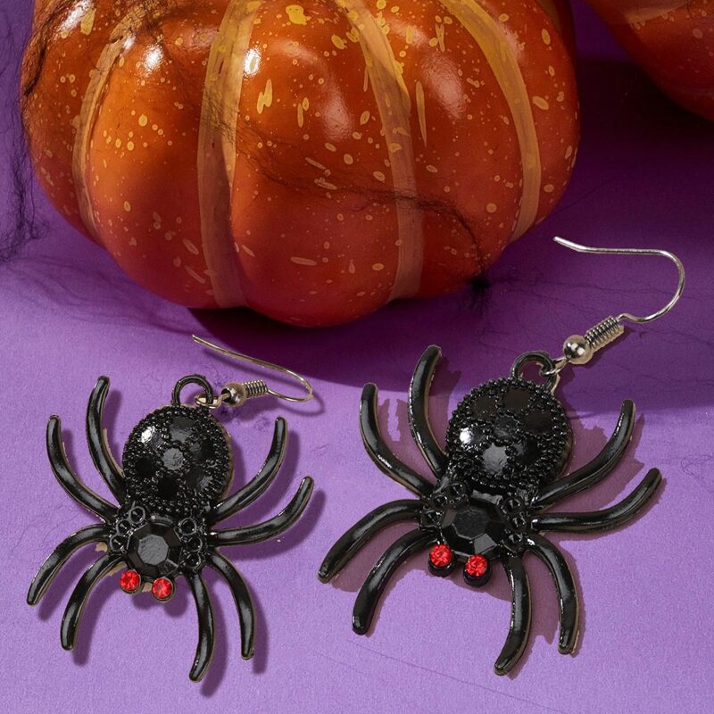 

Spider Drop Earrings, Black