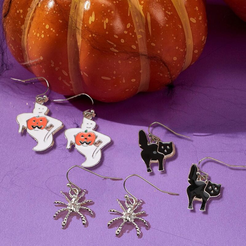 

3pairs Ghost Drop Earrings, Multicolor