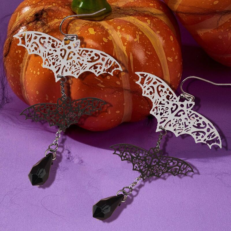 

Bat Drop Earrings, Black