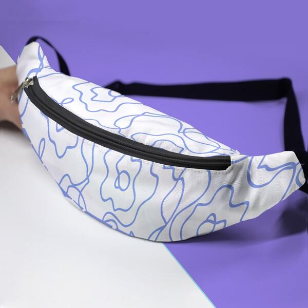 

Abstract Fluid Pattern Fanny Pack, Blue and white
