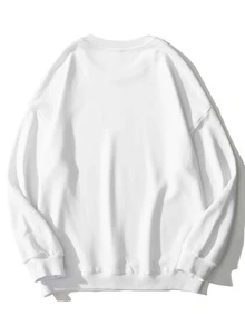 Manfinity Men Cartoon And Letter Graphic Sweatshirt - White - View 2