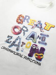 Manfinity Men Cartoon And Letter Graphic Sweatshirt - White - View 3