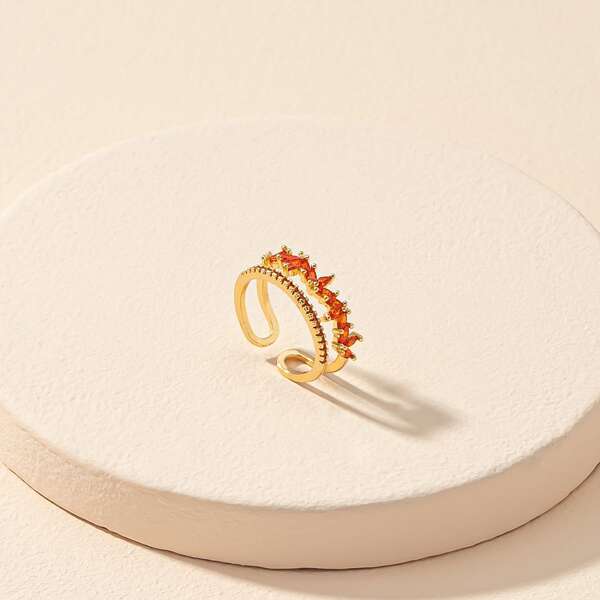 

Rhinestone Decor Cuff Ring, Orange