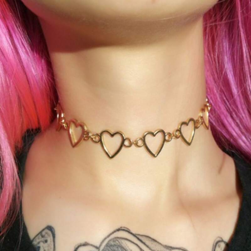 

Heart Decor Chain Necklace, Gold