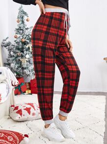 SHEIN Maternity Letter & Plaid Print Pants - Multicolor - View 5