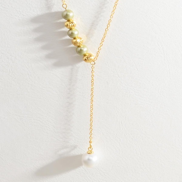 

18K Gold Plated Pearl Decor Necklace, Multicolor