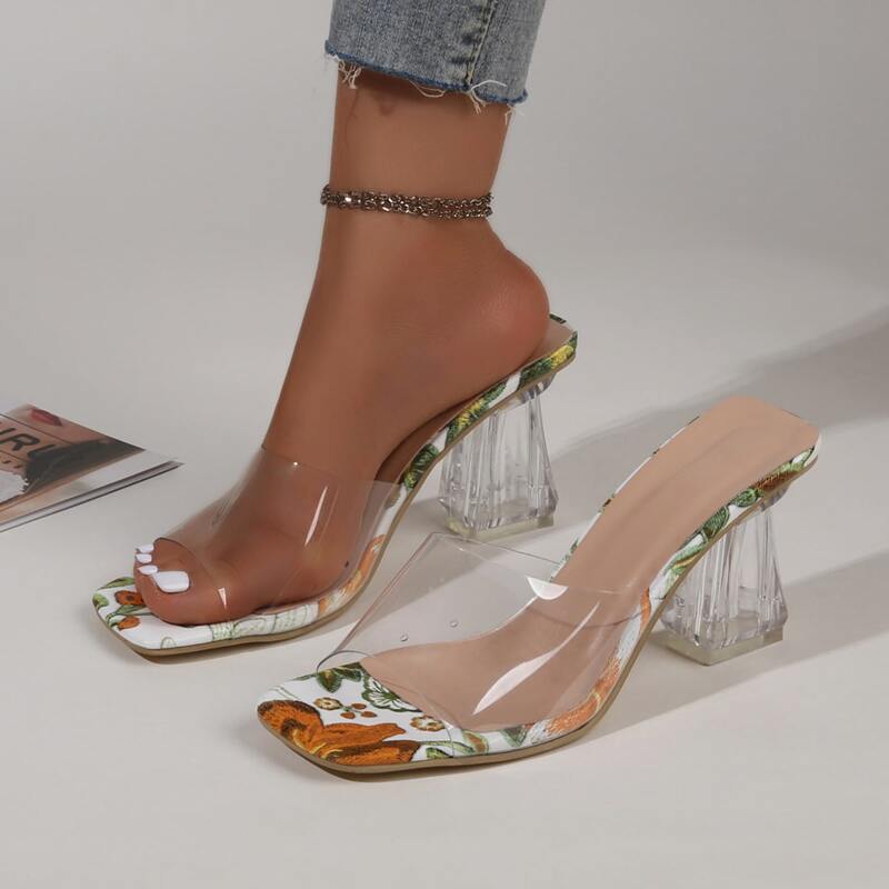 

Clear Band Heeled Sandals