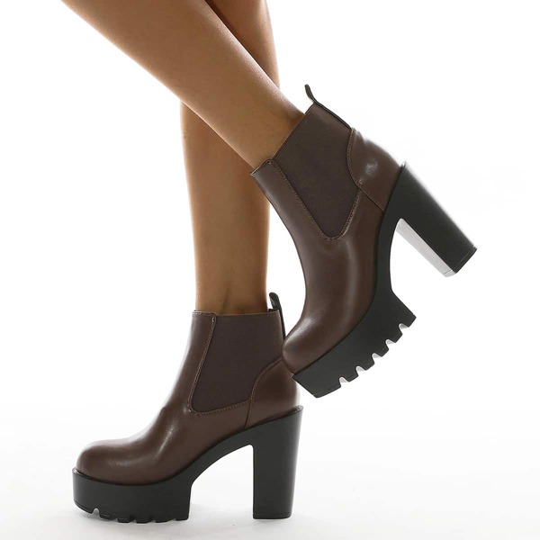 

Minimalist Platform Chelsea Boots, Coffee brown