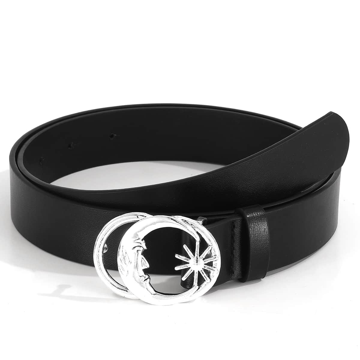 

Moon Decor Buckle Belt, Black