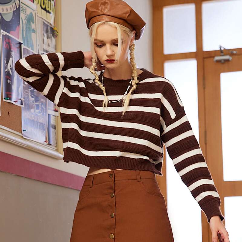 

Striped Drop Shoulder Sweater, Multicolor