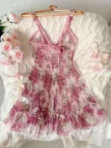 Slips floral de gasa