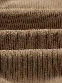 Manfinity Homme Lỏng lẻo phù hợp Nam Cổ áo Borg Vải to sợi Áo khoác Với Lá thư Và Teddy lót - Màu Khaki - Xem 3